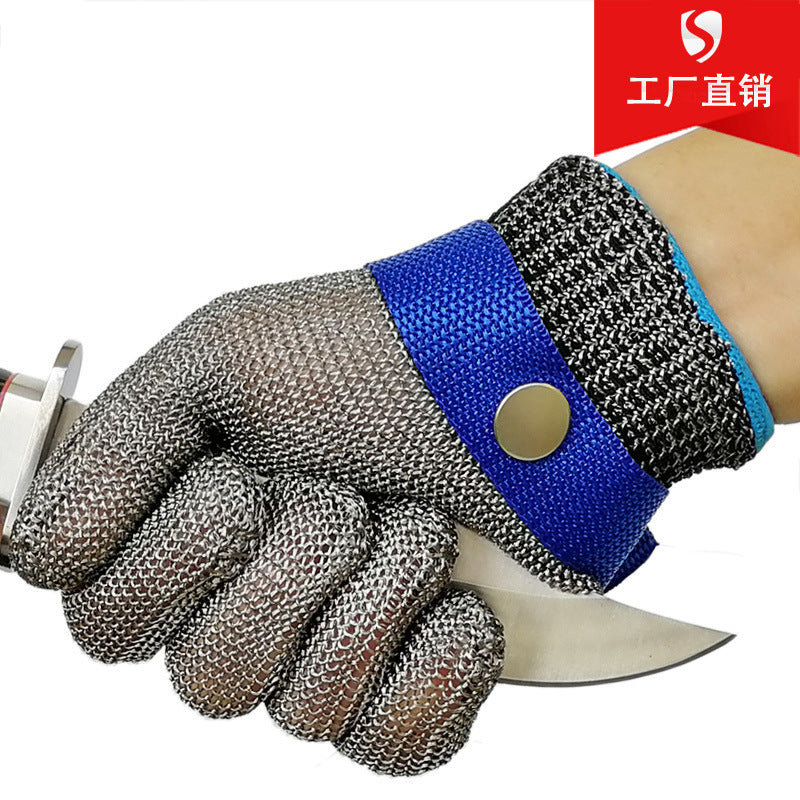 Cut-resistant gloves Stainless steel grade 5 steel wire plus PE steel ring iron gloves Cut-resistant metal slaughter and repair carpentry