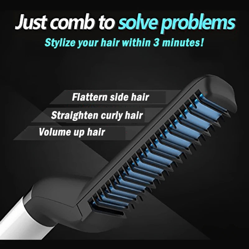 Styling Beard Straightener Comb Multifunctional Hair Curler Straightening Permed Clip Comb Styler Electric Hair Tool for Men