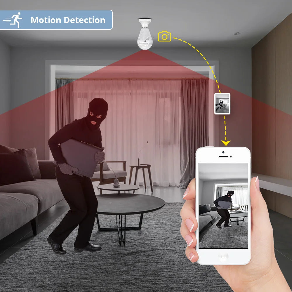 New model - LED Light 960P Wireless Panoramic Home Security WiFi CCTV Fisheye Bulb Lamp IP Camera 360 Degree Home Security Burglar