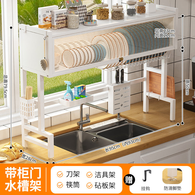 Kitchen sink rack household dish storage sink sink dustproof cupboard with door multifunctional rack