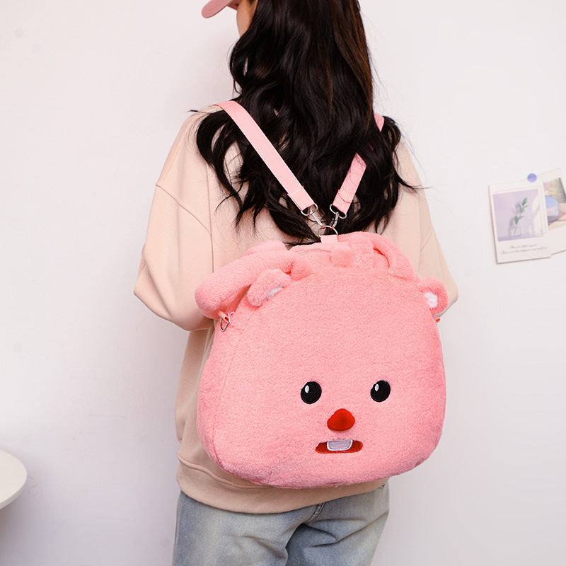 New cartoon plush backpack cute bear kt cat girl school bag ins series versatile sweet furry backpack