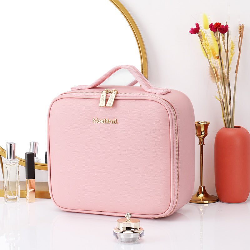 Cosmetic bag with mirror, large capacity storage box, multifunctional cosmetic storage bag, portable cosmetic case ins