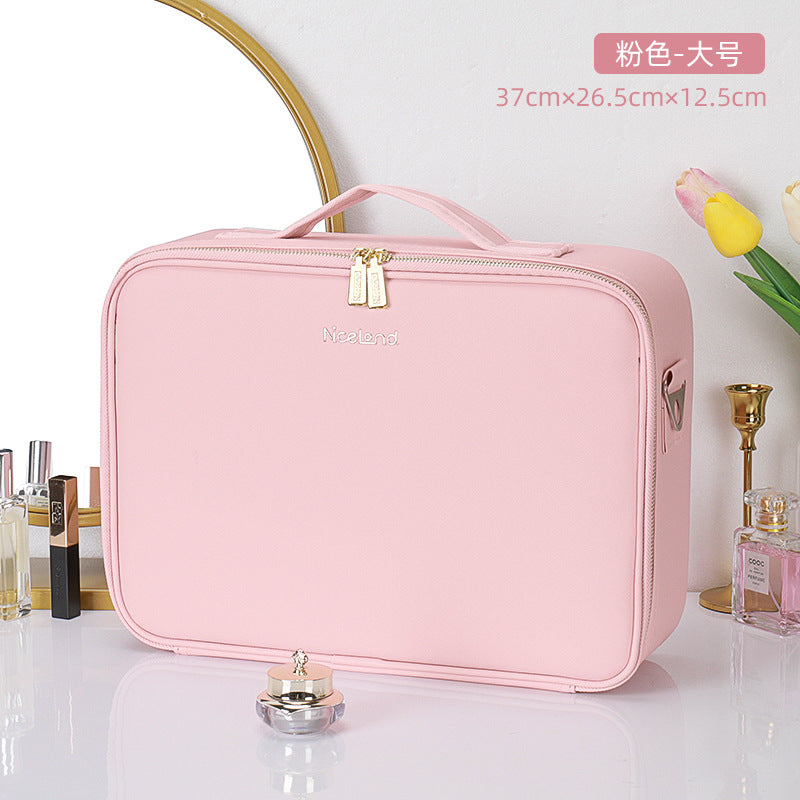 Cosmetic bag with mirror, large capacity storage box, multifunctional cosmetic storage bag, portable cosmetic case ins