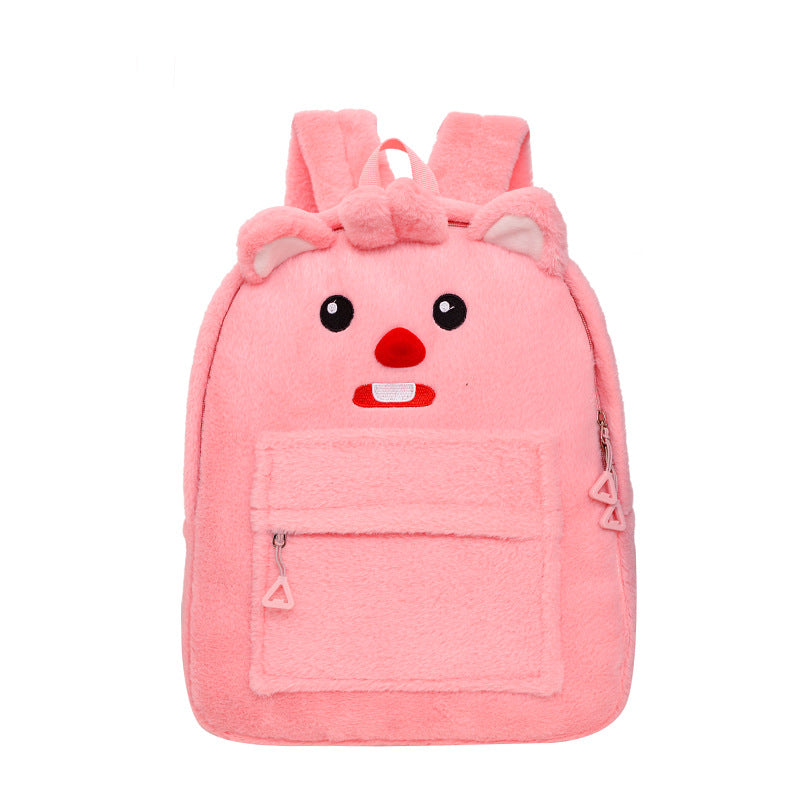 New cartoon plush backpack cute bear kt cat girl school bag ins series versatile sweet furry backpack