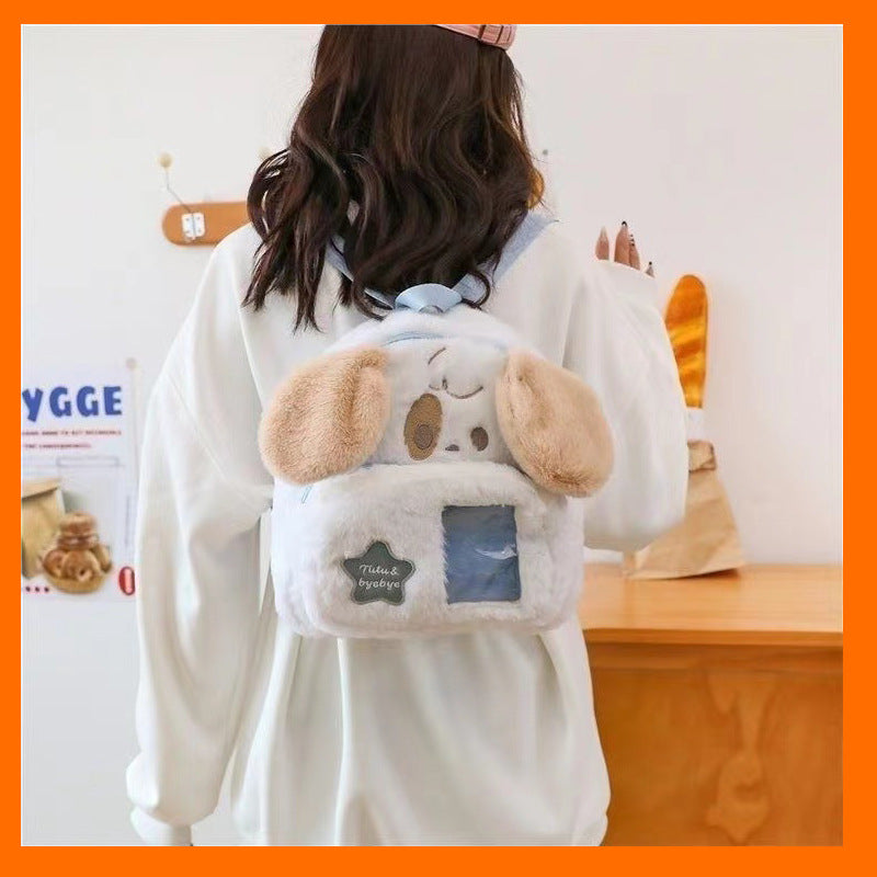 New cartoon plush backpack cute bear kt cat girl school bag ins series versatile sweet furry backpack