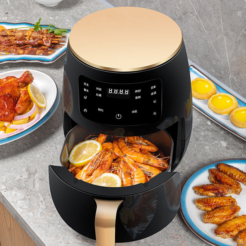 Air fryer 6L household black electric air touch large capacity automatic power off oil-free air fryer