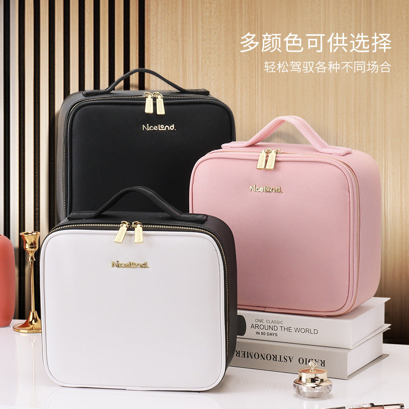 Cosmetic bag with mirror, large capacity storage box, multifunctional cosmetic storage bag, portable cosmetic case ins