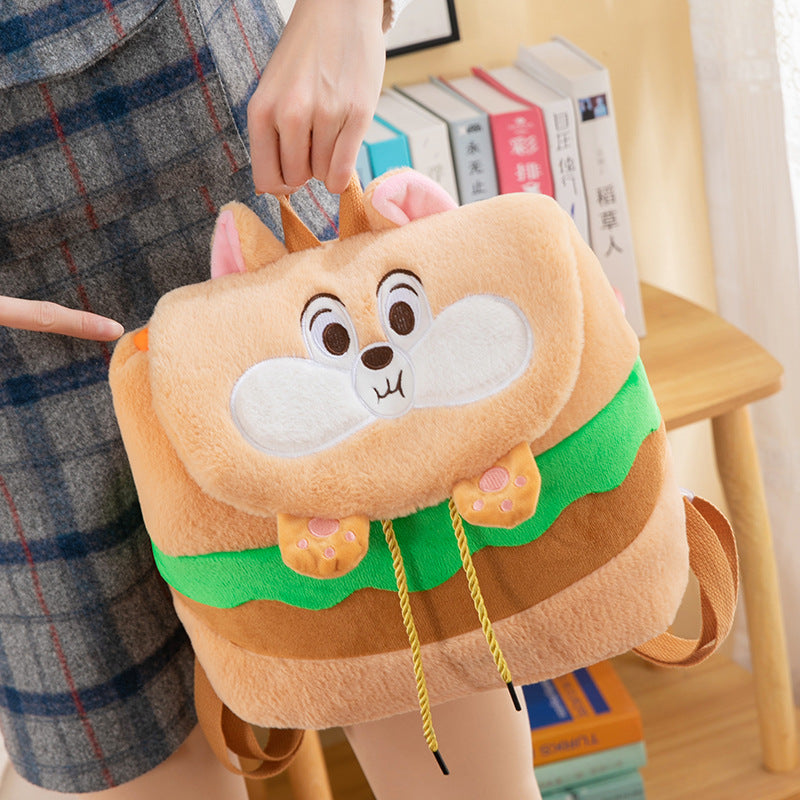 New cartoon plush backpack cute bear kt cat girl school bag ins series versatile sweet furry backpack