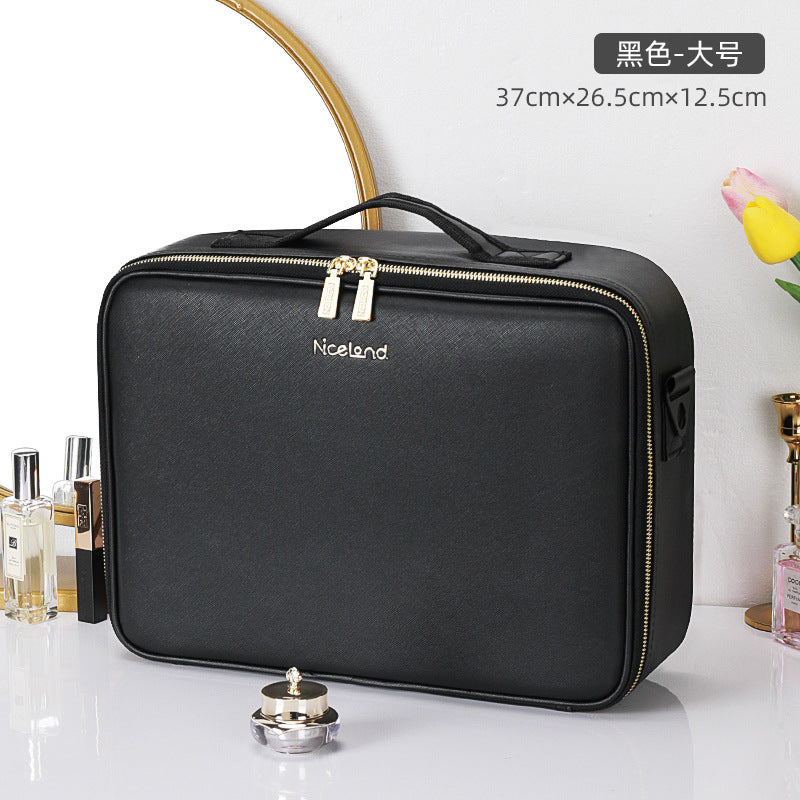 Cosmetic bag with mirror, large capacity storage box, multifunctional cosmetic storage bag, portable cosmetic case ins