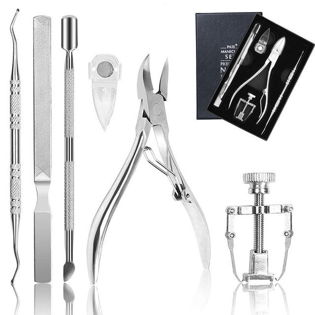 Nail groove pliers stainless steel nail clipper set gray thick curled nail ingrown toenail eagle beak pliers toe trimming dead skin pliers nail picker