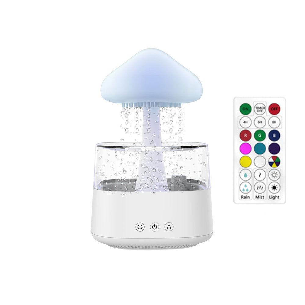 Mushroom Cloud Humidifier Household Heavy Fog Volume Capacity Household Bedroom Lamp Rain Drops Cross-Border Wood Grain Essential Oil Aromatherapy Machine