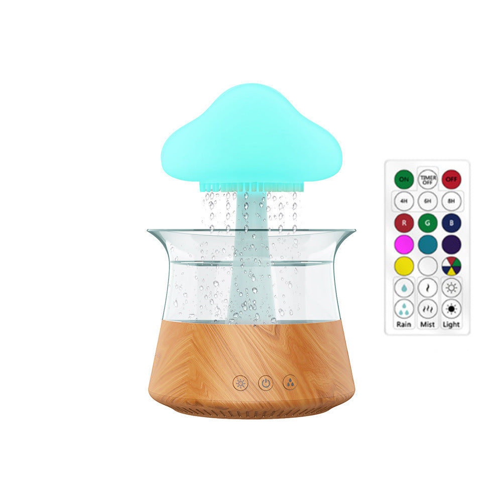 Mushroom Cloud Humidifier Household Heavy Fog Volume Capacity Household Bedroom Lamp Rain Drops Cross-Border Wood Grain Essential Oil Aromatherapy Machine