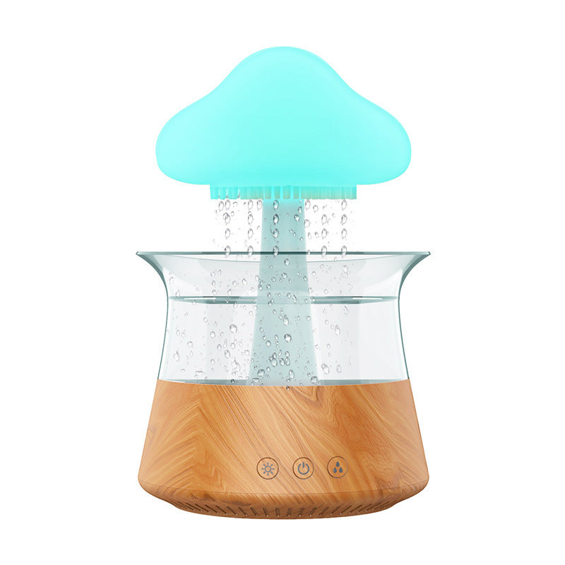 Mushroom Cloud Humidifier Household Heavy Fog Volume Capacity Household Bedroom Lamp Rain Drops Cross-Border Wood Grain Essential Oil Aromatherapy Machine