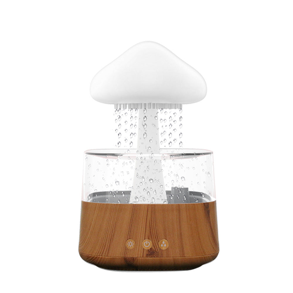 Mushroom Cloud Humidifier Household Heavy Fog Volume Capacity Household Bedroom Lamp Rain Drops Cross-Border Wood Grain Essential Oil Aromatherapy Machine