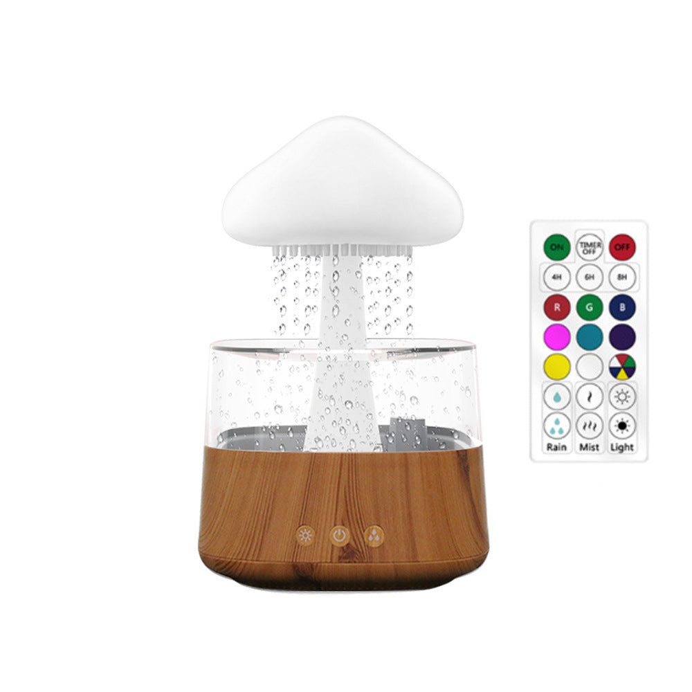 Mushroom Cloud Humidifier Household Heavy Fog Volume Capacity Household Bedroom Lamp Rain Drops Cross-Border Wood Grain Essential Oil Aromatherapy Machine